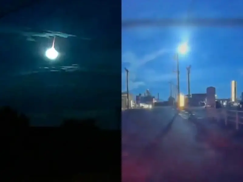 ▲日本19日出現罕見異象，一顆明亮的「火球」劃破夜空，照亮天空數秒之後又消失，包括九州宮崎、熊本，以及大阪等地區，都有目擊通報。（圖／翻攝自X）