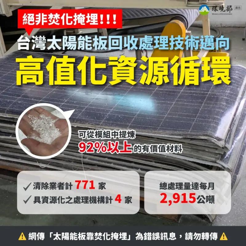 丹娜絲風災受損光電板妥善處回收！環境部澄清「絕無就地粉碎」