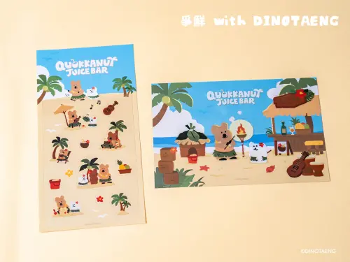 ▲「DINOTAENG 貼紙」，左起：沙灘款、夏威夷款。（圖／爭鮮提供）