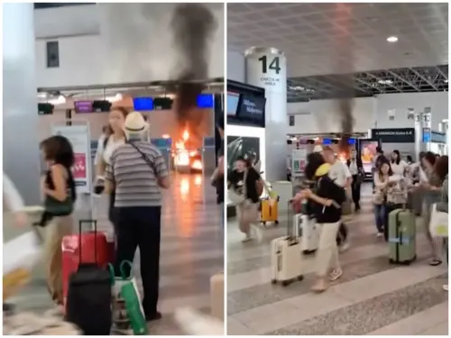 影／米蘭機場驚魂！男持鐵鎚縱火砸櫃檯超失控　旅客嚇壞四散奔逃
