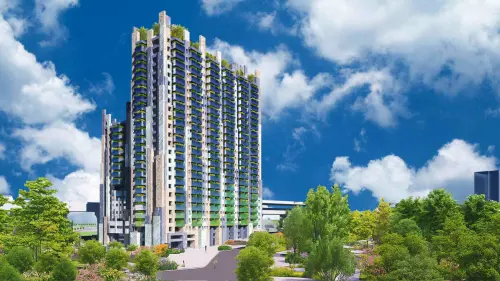 ▲R20聯開案規劃A B雙棟複合機能大樓，A棟為15層住宅及公共服務空間，B棟為24層集合住宅。（示意圖／高市府捷運局提供）