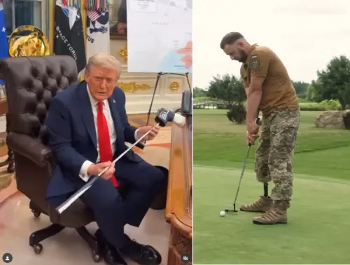 影／川普龍心大悅！烏克蘭退伍軍人送高爾夫球桿　暖心背景曝
