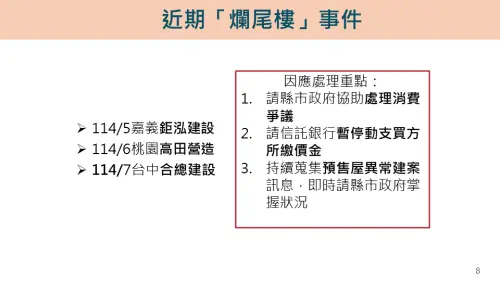 ▲近期「爛尾樓」事件一覽。（圖／內政部提供）