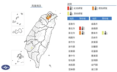 ▲氣象署發布高溫警報，22日白天臺北市有連續出現38度極端高溫的機率，需特別注意。（圖／中央氣象署cwa.gov.tw）