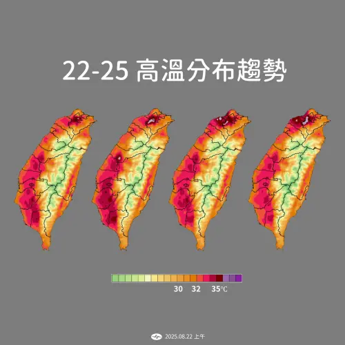 ▲8/22~8/2全台大多是高溫炎熱的氣候。（圖／中央氣象署cwa.gov.tw）