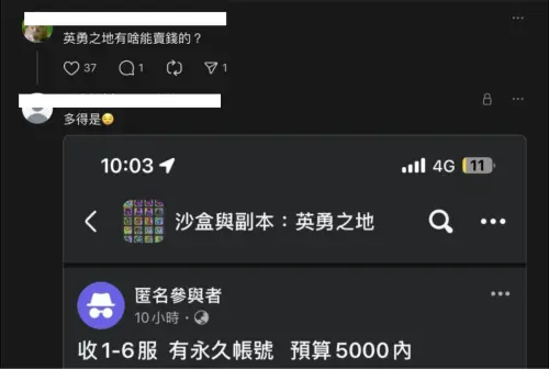 ▲為了替男友準備生日禮物當作驚喜，女友一鍵就把男友【英勇之地】的帳號賣了，等於角色裝備通通歸零。（圖）