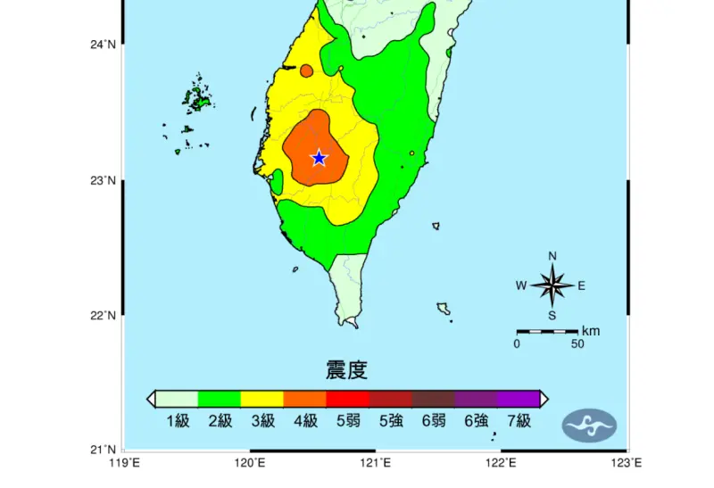 ▲台南今發生5.4地震，中央氣象署地震測報中心廖哲緯科長說明指出，此次地震是今年1月21日「嘉義大埔地震」的餘震。（圖／氣象署提供）