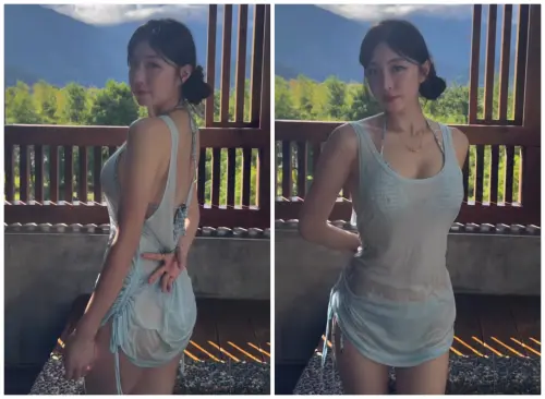 ▲安芝儇泡湯片曝光！換上比基尼透視裝　3萬人暈船：重播1小時了（圖／安芝儇IG@wlgus2qh）