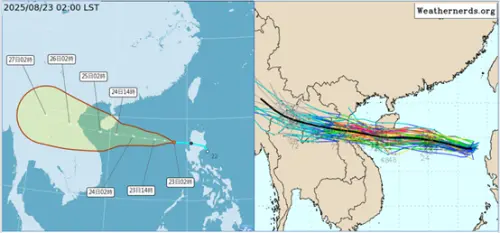 ▲吳德榮指出，最新歐洲系集模式(ECMWF)及美國系集模式(GEFS)皆顯示，劍魚颱風路徑與氣象署的預測類似，對台無威脅。（圖／洩天機教室）