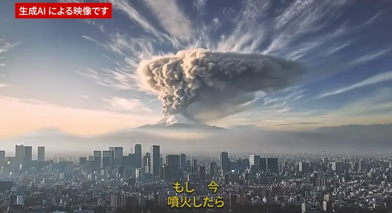 ▲日本東京都政府用生成式AI模擬富士山噴發，火山灰對東京市區等地造成的影響。（圖／截自youtube／東京都総務局総合防災部チャンネル）