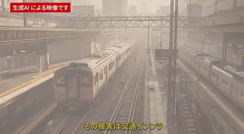    ▲日本東京都政府用生成式AI模擬富士山噴發，火山灰對東京市區等地造成的影響。（圖／截自youtube／東京都総務局総合防災部チャンネル）  