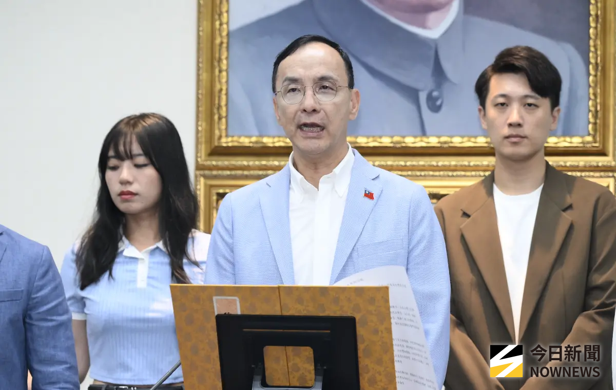 ▲國民黨主席朱立倫喊話盧秀燕接任黨主席。（圖／記者林柏年攝，2025.08.23）