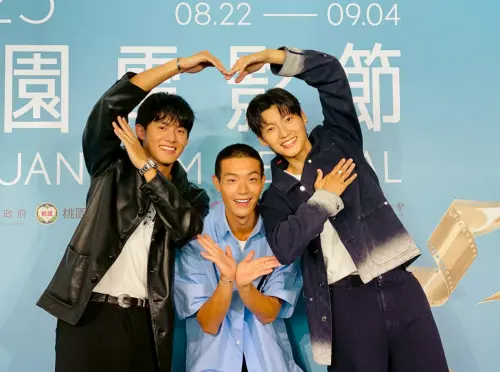 ▲《進行曲》3位新秀余杰恩（左起）、牧森與劉育仁，一起拍戲又跑宣傳，培養出像是同學般的好感情。（圖／桃園電影節提供）