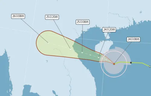 ▲劍魚颱風路徑持續向西往越南移動，對台灣沒有影響。（圖／中央氣象署cwa.gov.tw）