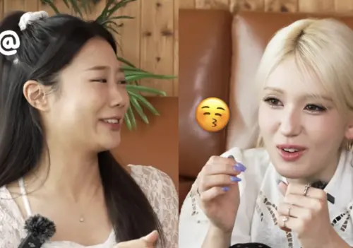 ▲金針菇（左）不懂為什麼全昭彌（右）這麼喜歡香菜。（圖／翻攝自YouTube 韓勾ㄟ金針菇 찐쩐꾸）