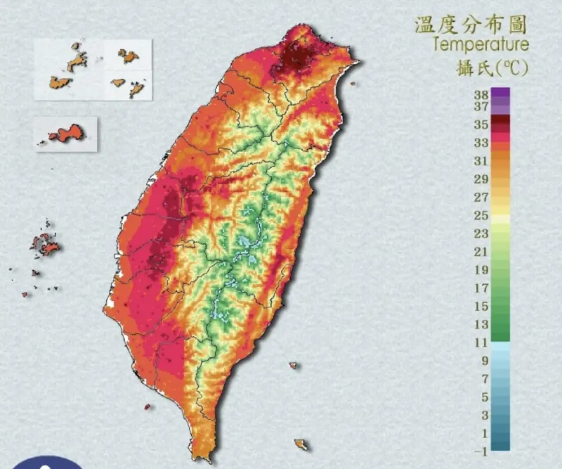 天氣有夠熱！新北三峽38.8度、台北內湖37.9度　全台氣溫排行出爐