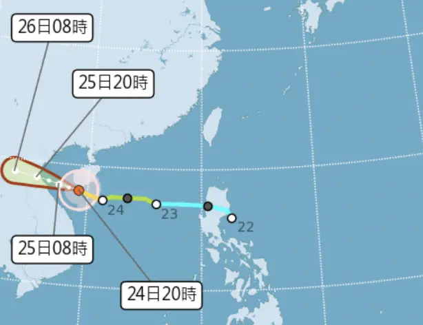 ▲氣象署表示，劍魚颱風目前在南海，今（25）日將登陸越南，登陸前強度不排除成為強颱。（圖／中央氣象署cwa.gov.tw）