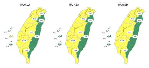 ▲今天環境風場為偏東風，西半部位於背風側，污染物稍易累積，午後受光化作用影響，臭氧濃度稍易上升。（圖／環境部airtw.moenv.gov.tw）