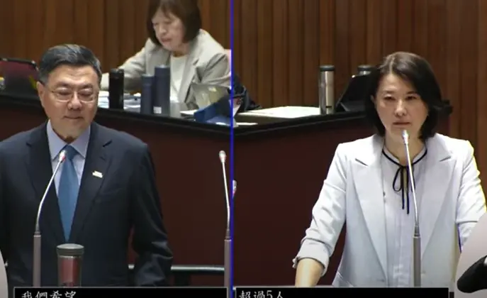 ▲卓榮泰今（左）率主計長、財政部長及相關部會首長列席報告「114年度中央政府總預算追加預算案」編製經過並備質詢。（圖／翻攝立院ivod系統）