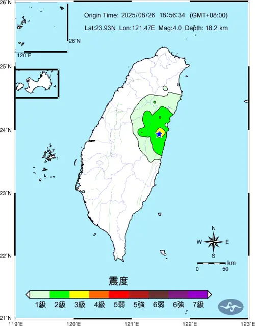 ▲第 118 號顯著有感地震震度圖。（圖／中央氣象署）
