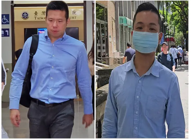 ▲總統府前侍衛室少校吳宗憲（左）與張恒嘉（右）須入監服刑。（圖／記者劉松霖 2025.08.15 攝）