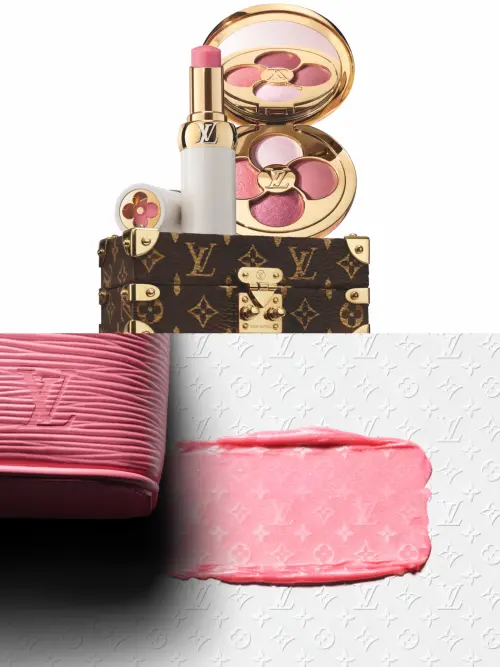 ▲LV潤唇膏色號030 Tender Bliss柔光綺夢、眼影盤色號650 Waking Dawn。（圖／Louis Vuitton路易威登提供）