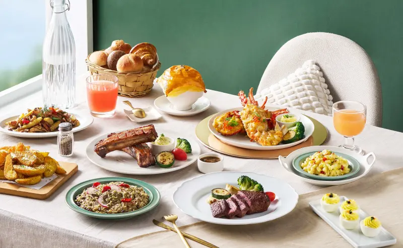 ▲饗賓集團旗下半自助式餐廳「朵頤牛排Doricious」，進駐新光三越台南小北門店3樓，昨（29）日正式開幕，「朵頤牛排」每人餐價依主餐選擇而定，享有自助吧吃到飽，最低698元就能吃到。（圖／饗賓集團提供）