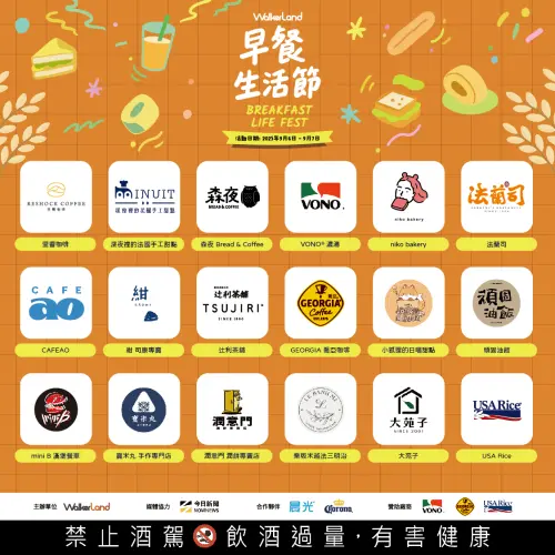 ▲「ＷalkerLand早餐生活節」18店家名單一覽（圖／ＷalkerLand提供）