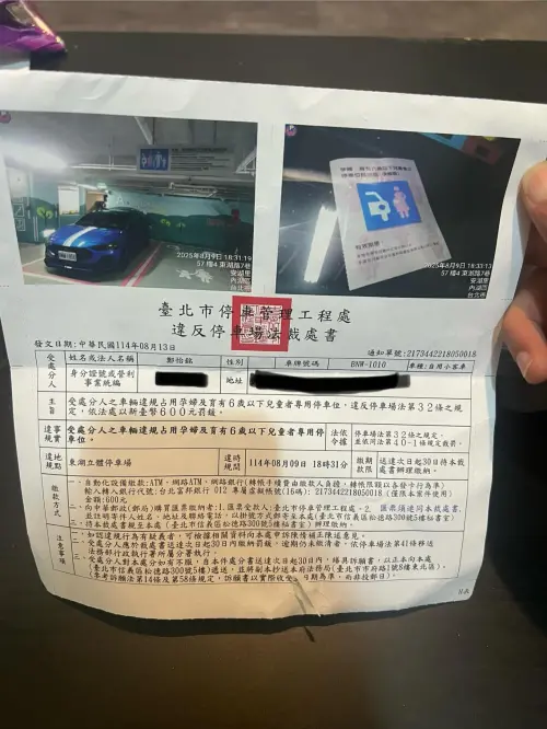 ▲內湖一名準爸爸抱怨，載著懷孕的老婆停婦幼車格，也有放婦幼停車證，仍被檢舉開單說違規占用。（圖／翻攝Threads）