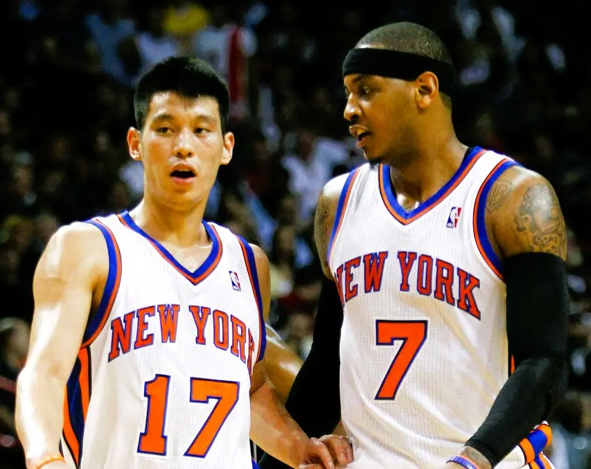 ▲林書豪與Carmelo Anthony（安東尼）之間曾傳出有矛盾，最終兩人也都離開尼克。(圖／美聯社／達志影像）