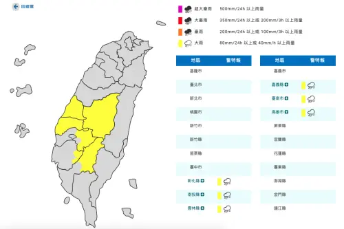 ▲1830大雨特報（圖／取自中央氣象署cwa.gov.tw）