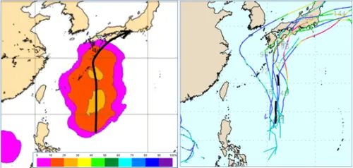▲琉球東方海域的「熱帶擾動」成颱機率已下修至30%，直至迴轉至日本本土附近才逐漸升高至50%。（圖／取自「氣象應用推廣基金會．老大洩天機」專欄metapp.org.tw）
