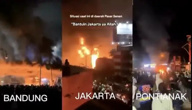 ▲印尼示威失控，多地發生縱火燒「議員宅」情況。（圖／翻攝自X）