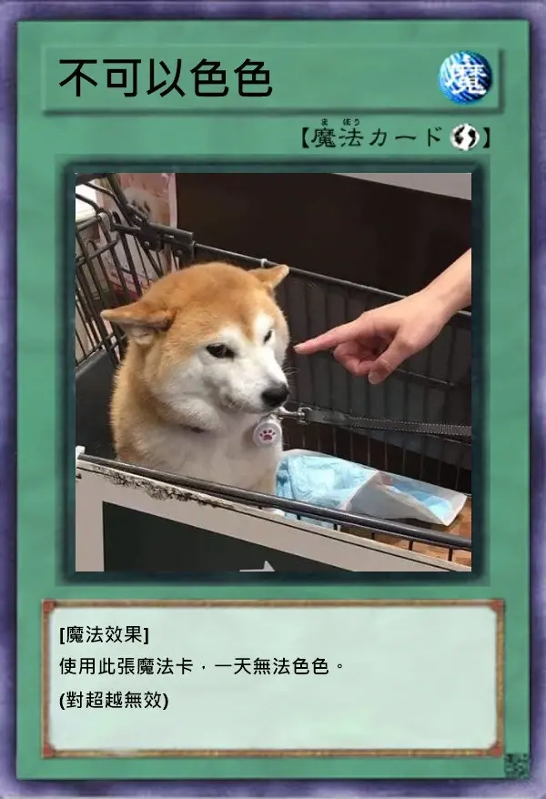    ▲「不可以色色」於 2021 年走紅，還曾被網友製作成遊戲王卡牌的魔法卡，不時在各大社群發動。（圖／翻攝自臉書）  