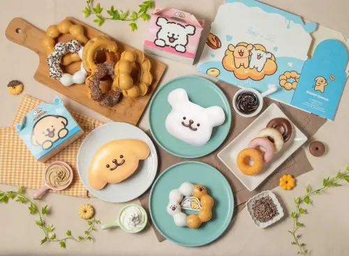 ▲「汪!馬爾濟斯小狗甜甜圈」75元、「汪!小金毛狗狗甜甜圈」75元、「汪!小狗貼貼波堤」55元。（圖／Mister Donut提供）