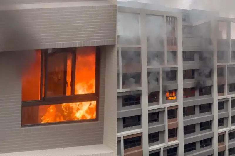 ▲ 今天下午新北土城中央路四段一棟建築工地發生火警。（圖／Threads@bridge_liang提供）