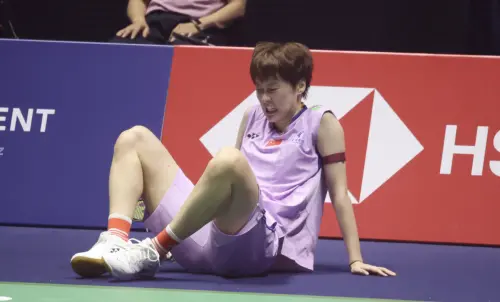 ▲陳雨菲在決賽受到腳踝傷勢，表現無法正常發揮。（圖／翻攝自微博）
