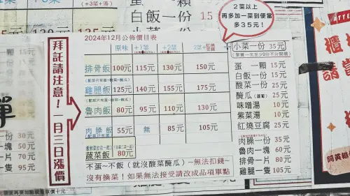 ▲阿英排骨飯今年1月公布新價格，排骨飯是100元。（圖／「我要征服臺南牛肉湯！！！」粉專）