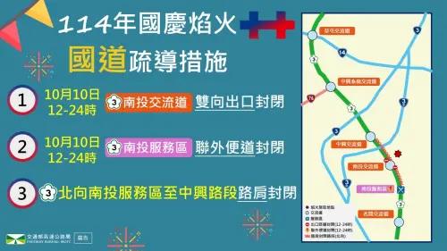 ▲國慶煙火國道疏導。（圖／高公局提供）