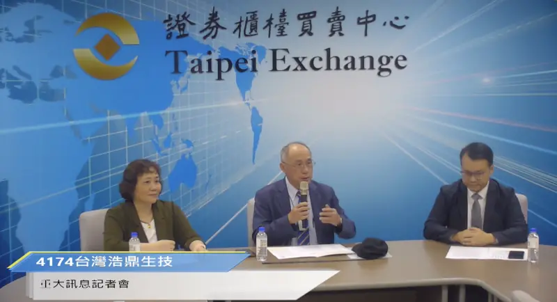 ▲浩鼎生技去年底帳載累積虧損達78.79億元，董事會決議辦理減資50%，以彌補虧損。（圖╱取自記者會直播）