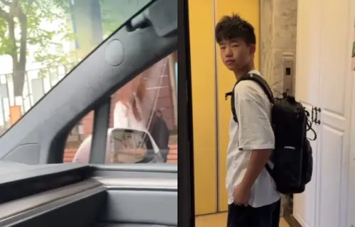 ▲佩甄兒女開學命運大不同！女兒（左）坐專車兒子（右）搭公車　粉絲笑：撿來的。（圖／李佩甄FB）