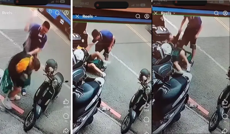 ▲張姓男子2年前持高梁酒瓶，在馬路邊暴打揹書包放學的陳姓國中生，打到國中生倒地仍不罷休。（圖／台中市議員謝志忠提供，2025.09.03）