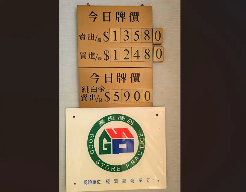 ▲國際黃金價格再創歷史新高，不過，國內銀樓飾金牌告價格未破紀錄，銀樓業者解釋主要是新台幣升值關係。（圖／石文信提供）