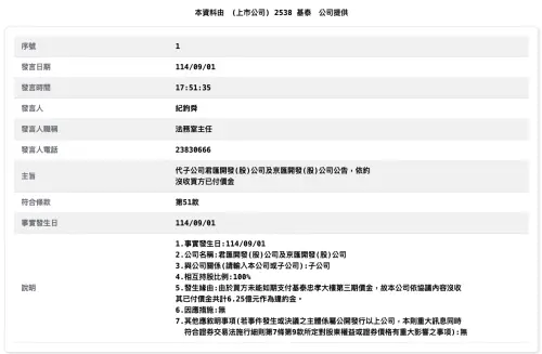 ▲基泰公告基泰忠孝大樓交易取消。（圖／翻攝自公開資訊觀測站）