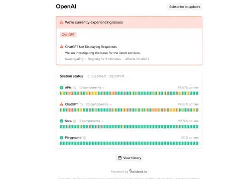 ▲OpenAI官方證實ChatGPT出現不顯示回應的狀況，目前正在修復中。（圖／OpenAI）