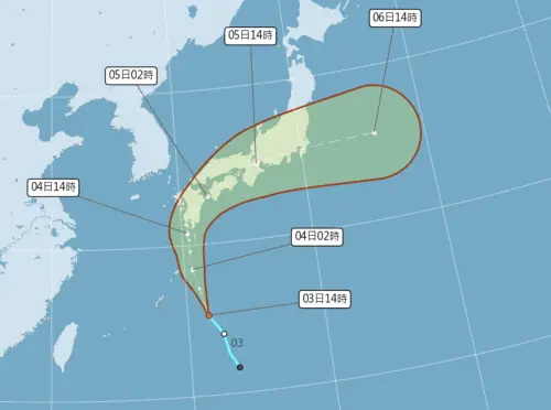 ▲琵琶颱風預估週四凌晨增強為「琵琶颱風」，路徑在週四、週五穿過日本四國、九州。（圖／中央氣象署cwa.gov.tw）