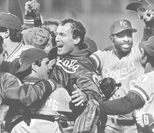 ▲李博登父親萊布蘭（Charlie Leibrandt）（中）曾在1985年隨皇家隊拿下世界大賽冠軍。（圖／美聯社／達志影像）