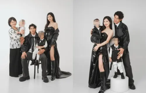 ▲陳傑憲（左3）辣妻綺綺（左5）秀酷帥全家福！夫妻甜蜜牽手對看甜翻萬人：顏值天花板。（圖／綺綺IGhaileychennn）