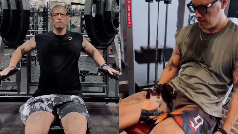 ▲蔣友柏最新影片秀出爆汗巨肌，不過卻被質疑怎麼「縮水了」？（圖／翻攝自蔣友柏小紅書）