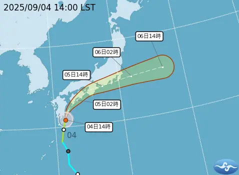 ▲輕度颱風琵琶4日14時的中心位置在北緯30.9度，東經131.5度，即在長崎東南方260公里之處。（圖／取自中央氣象署cwa.gov.tw）